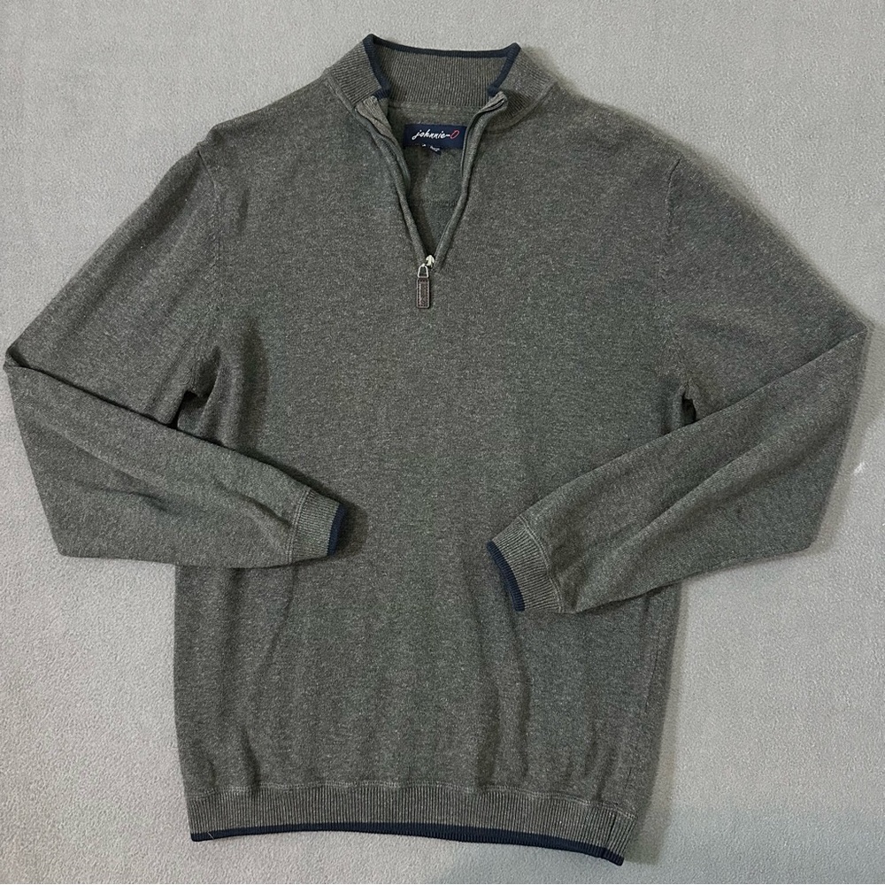 Johnnie O 1/4 Quarter Zip Sweater Cotton Merino Wool Blend Mens Small